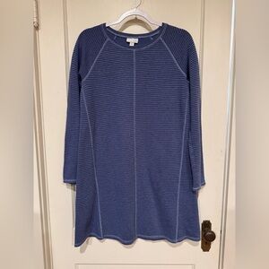 J Jill tunic top blue striped long sleeve cotton blend comfy casual